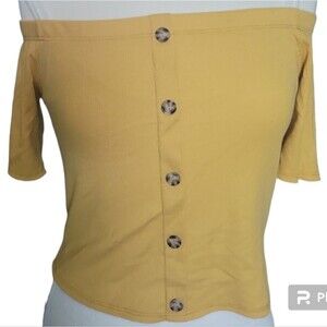 LIVE IN THE MOMENT MUSTARD YELLOW OFF THE SHOULDER TOP - M